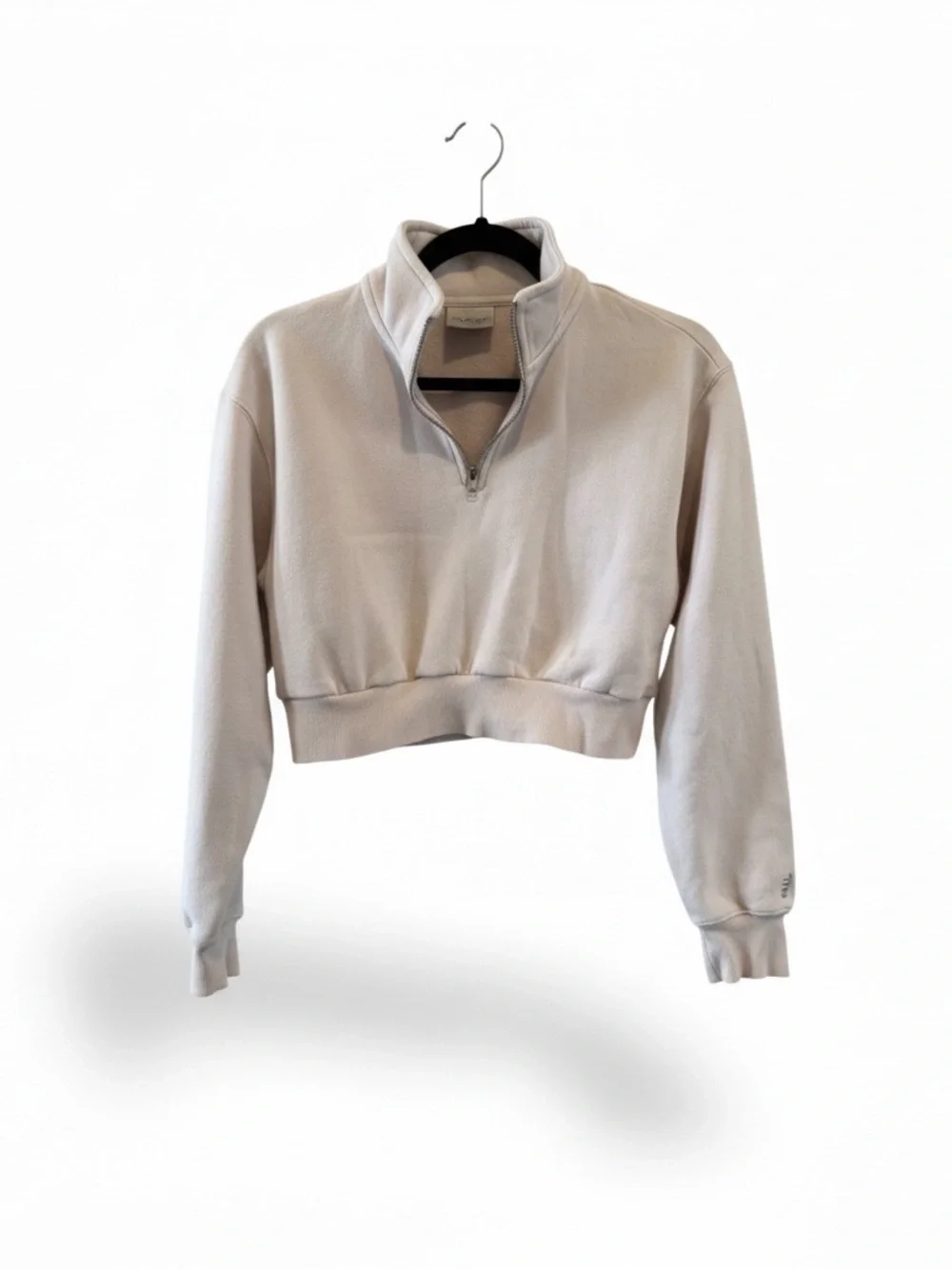 TNA Cropped Half-Zip Pullover Sweatshirt - Light Beige - Picture 2 of 6